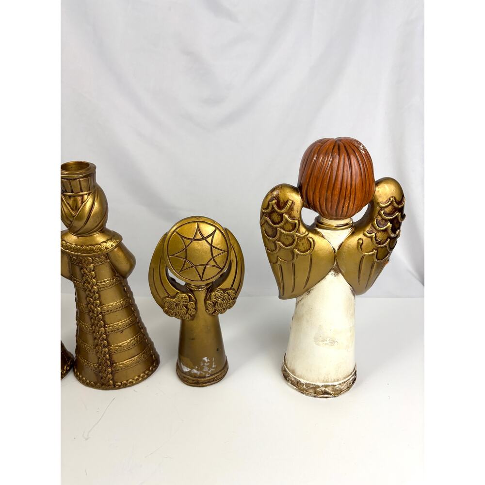 Lot of 6 Vintage Gold Painted‎ Three Wise Men Angels Nativity Chalkware MCM - Picture 9 of 11